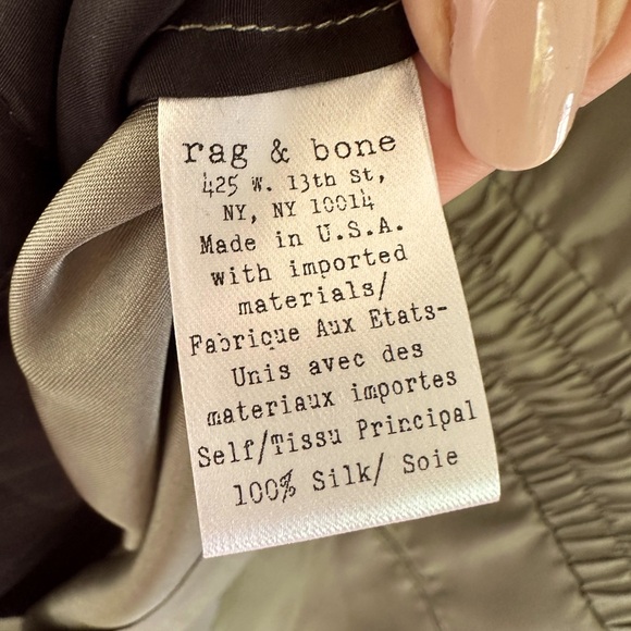 Rag & Bone olive green silk sleeveless romper in silk Size 2 drawstring waist - Picture 4 of 4